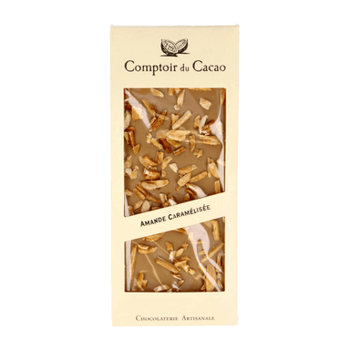 White chocolate with caramelized almond nuts