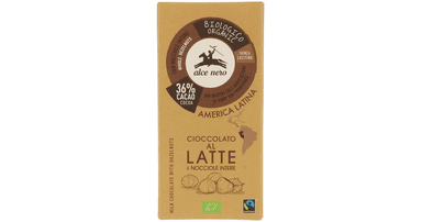 Milk chocolate with hazelnuts, organic