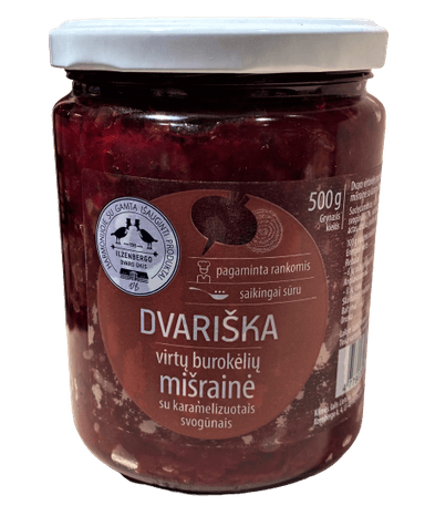 Boiled beetroot salad with caramelized onions