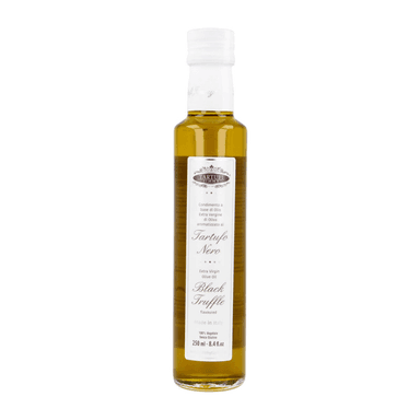 Extra virgin olive oil, flavored with black truffles