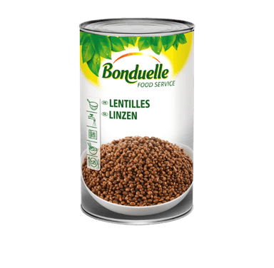 Canned soaked dried lentils BONDUELLE, 4kg/2,655kg
