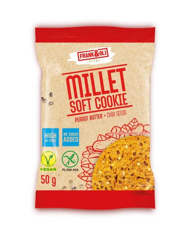 Vegan Millet cookies FRANK&OLI, with peanut butter and chia seeds,50g