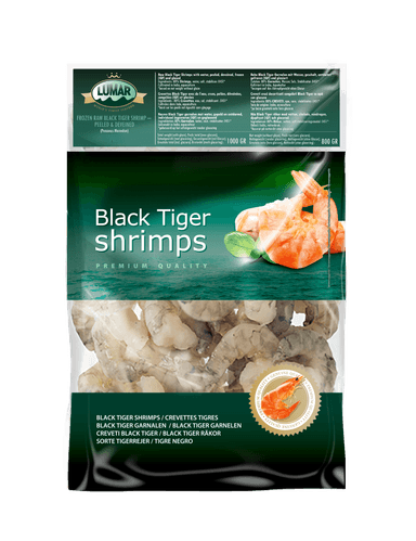 Black tiger shrimps,raw,peeled,deveined,13/15,20,800g