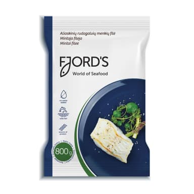 Frozen alaska pollock fillet FJORD'S, skinless, 800g