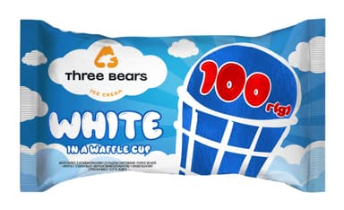 Ice cream "THREE BEARS" TM "White" waffle cup, 100 g, 150 ml