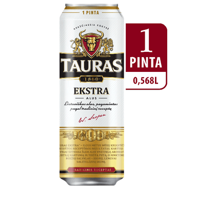 Alus TAURAS Ekstra, 5,2%, 0,568l, skardinė