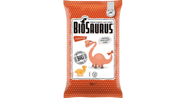 Baked corn chips with ketchup seasoning, organic