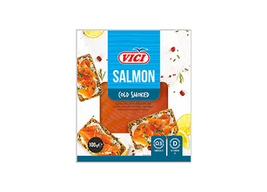 Šaltai rūkyta pjaustyta Atlantinių lašišų filė VIČI 100g