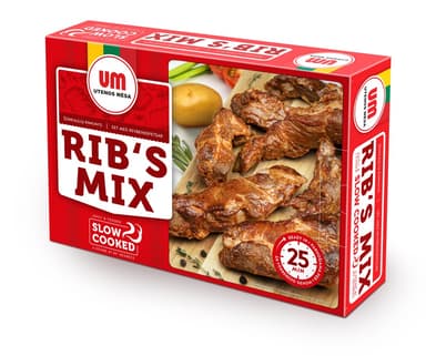 Lėtai virtų kiaulienos šonkaulių asorti, I rūšis, ~ 1 kg