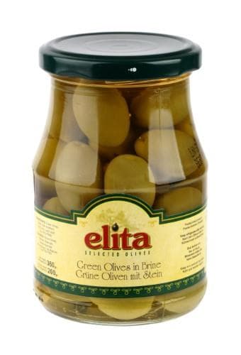 Olives ELITA, green, whole, 370 g/ 190 g