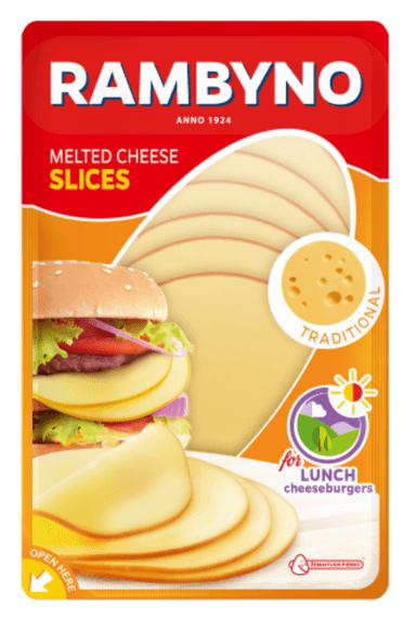 Processed cheese RAMBYNO Traditional, sliced 45%, 150 g