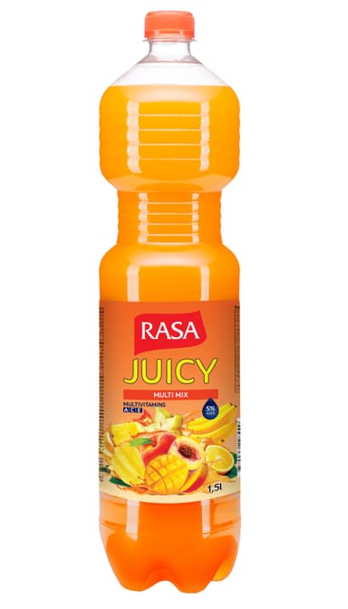 Negazuotas gaivusis gėrimas RASA Sultinga, įvairių vaisių su sultimis, 1,5 l
