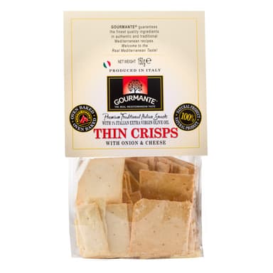 Gourmante Traditional Italian Thin Crisps with Onion & Cheese , 150g