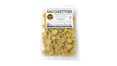 Sacchettini with Green Pasta, Ricotta and Spinach