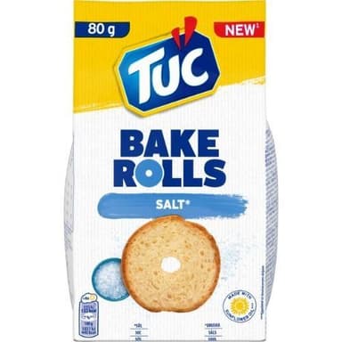 Duonos traškučiai TUC Bake Rolls su druska 80g