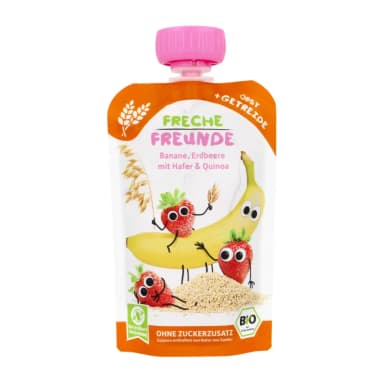 Banana, strawberry, and oatmeal puree with quinoa, from 6 months, organic