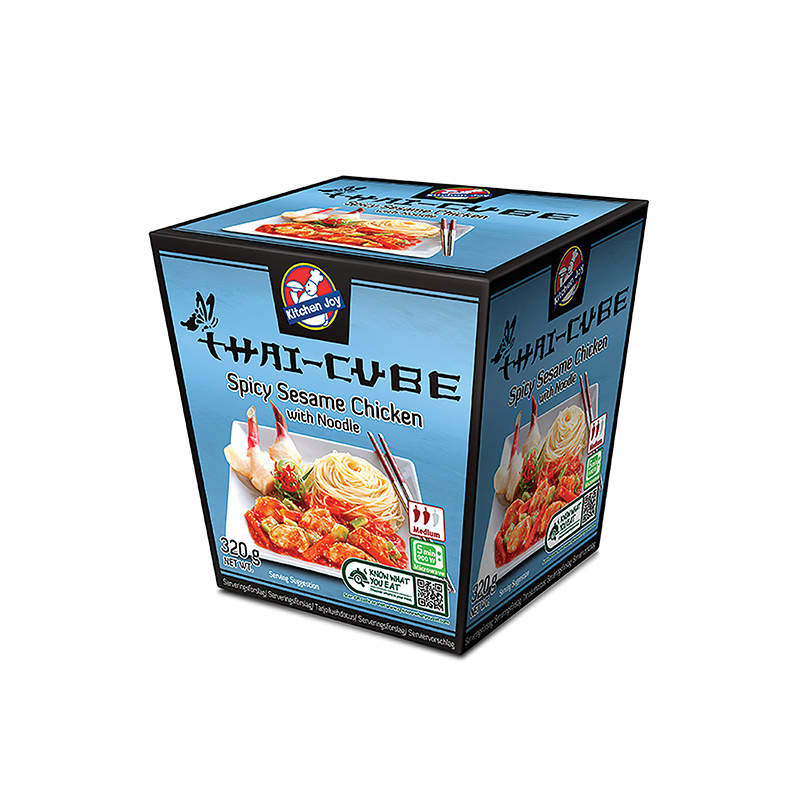 Makaronai su vištiena ir sezamu, aštrūs, šaldyti, dėžutėje, 320 g