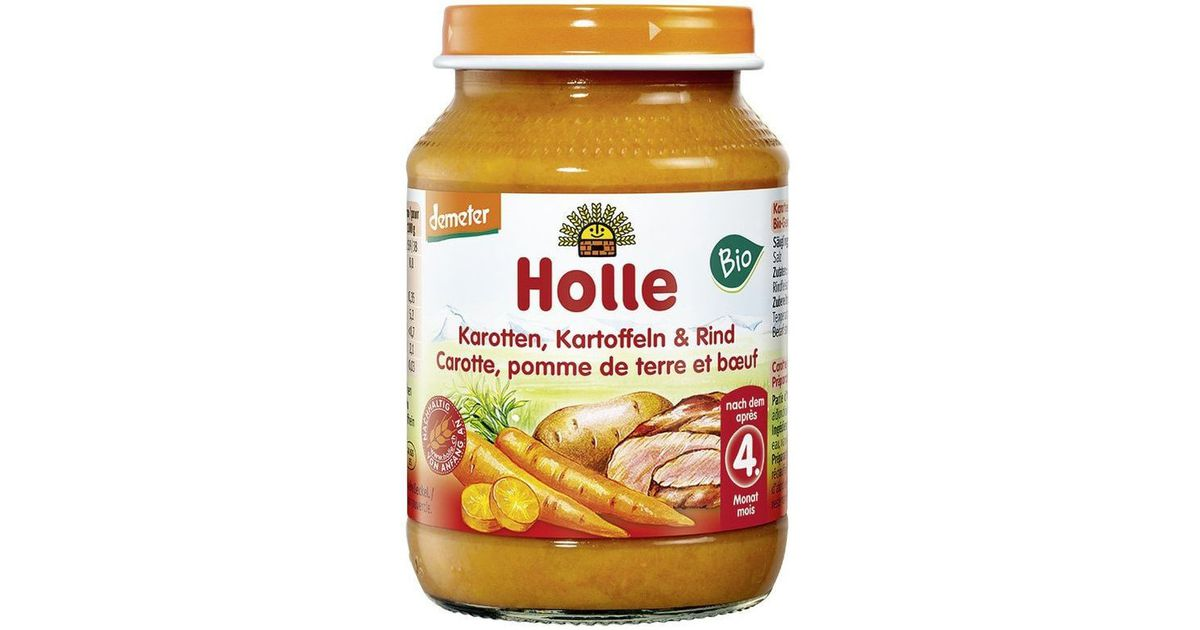 Carrot, potato, and beef puree for babies from 5 months, biodynamic