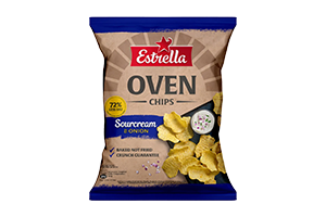 Grietinės ir svogūnų skonio bulvių traškučiai ESTRELLA OVEN CHIPS 125g