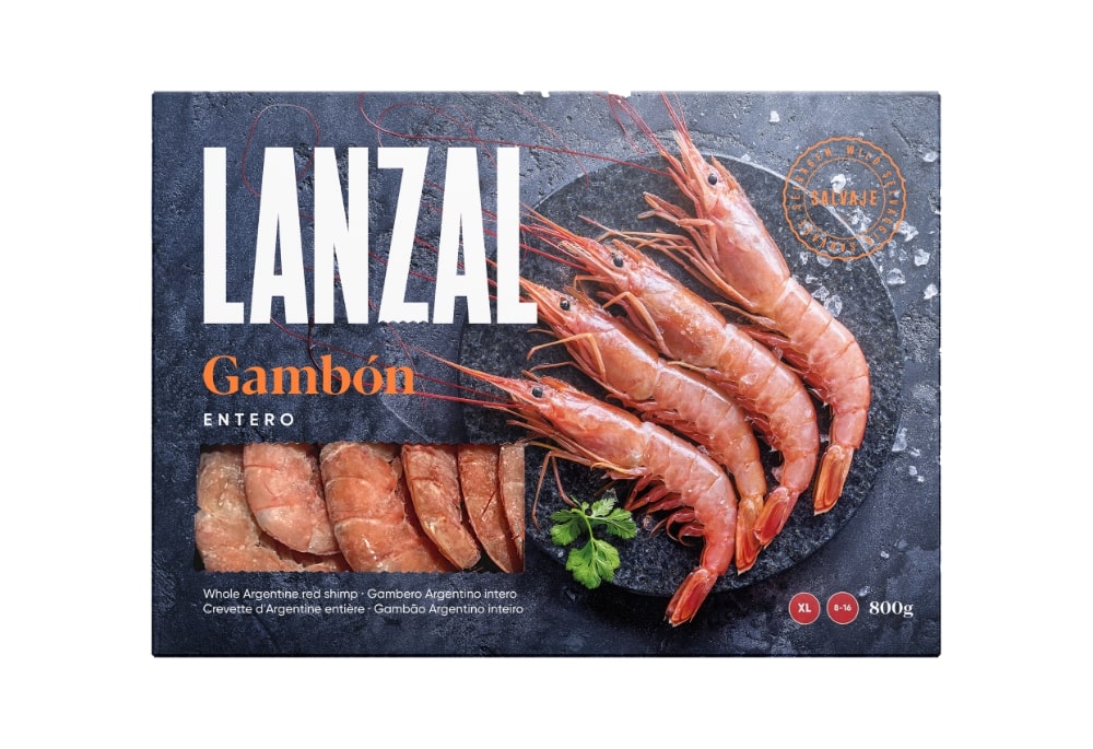 Frozen Argentinian shrimps L1 8/16 with heads, in shell, 800 g