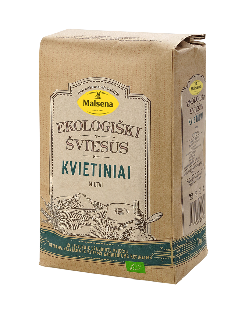 Ekologiški kvietiniai miltai MALSENA, šviesūs, 1 kg LT-EKO-001
