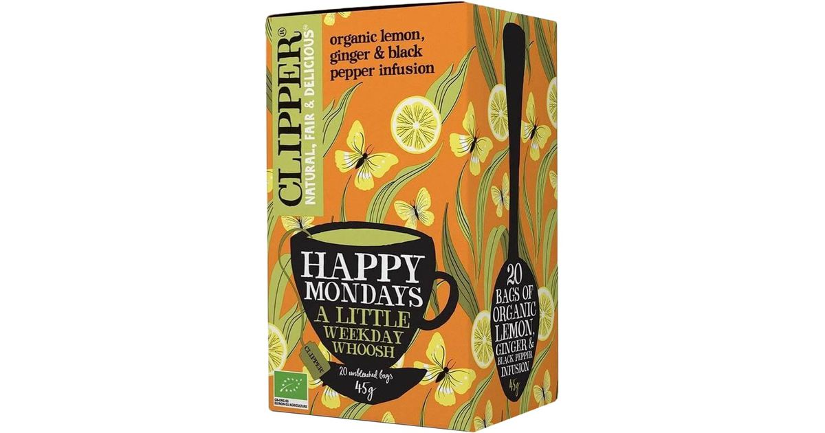 HAPPY MONDAYS herbal tea with ginger, lemon, and black pepper, organic