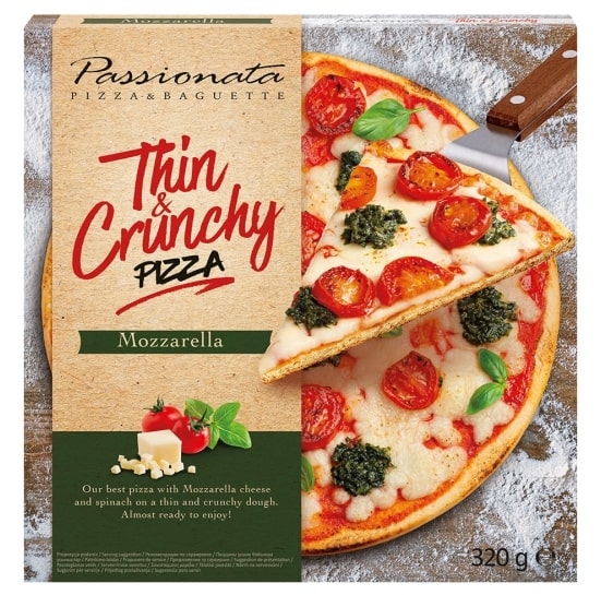 Frozen pizza PASSIONATA Mozzarella, with spinach, 320 g.