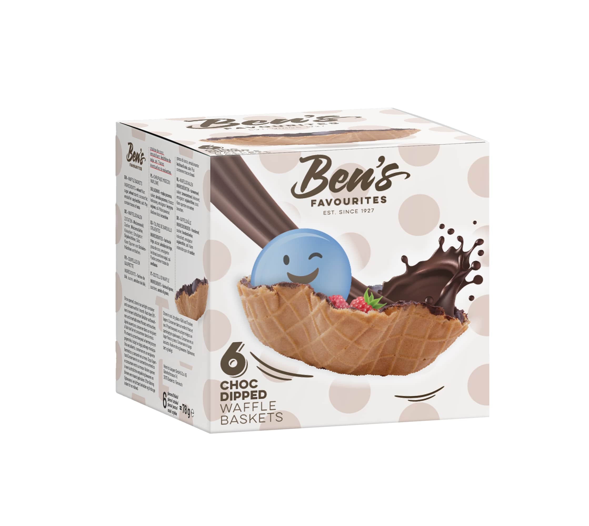 Vaflių dubenėliai BEN'S FAVOURITES, su šokolado glaistu, 4 vnt, 100 g