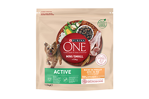 Sausas šunų ėdalas su vištiena ir ryžiais ONE MINI ACTIVE 1.5 kg