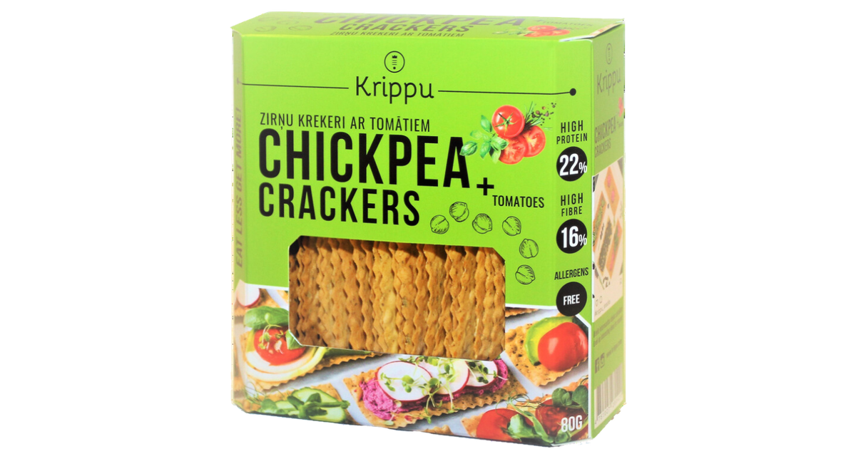 Avinžirnių krekeriai su pomidorais, ekologiški