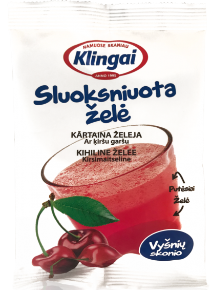 Sluoksniuota želė KLINGAI, vyšnių skonio, 80 g