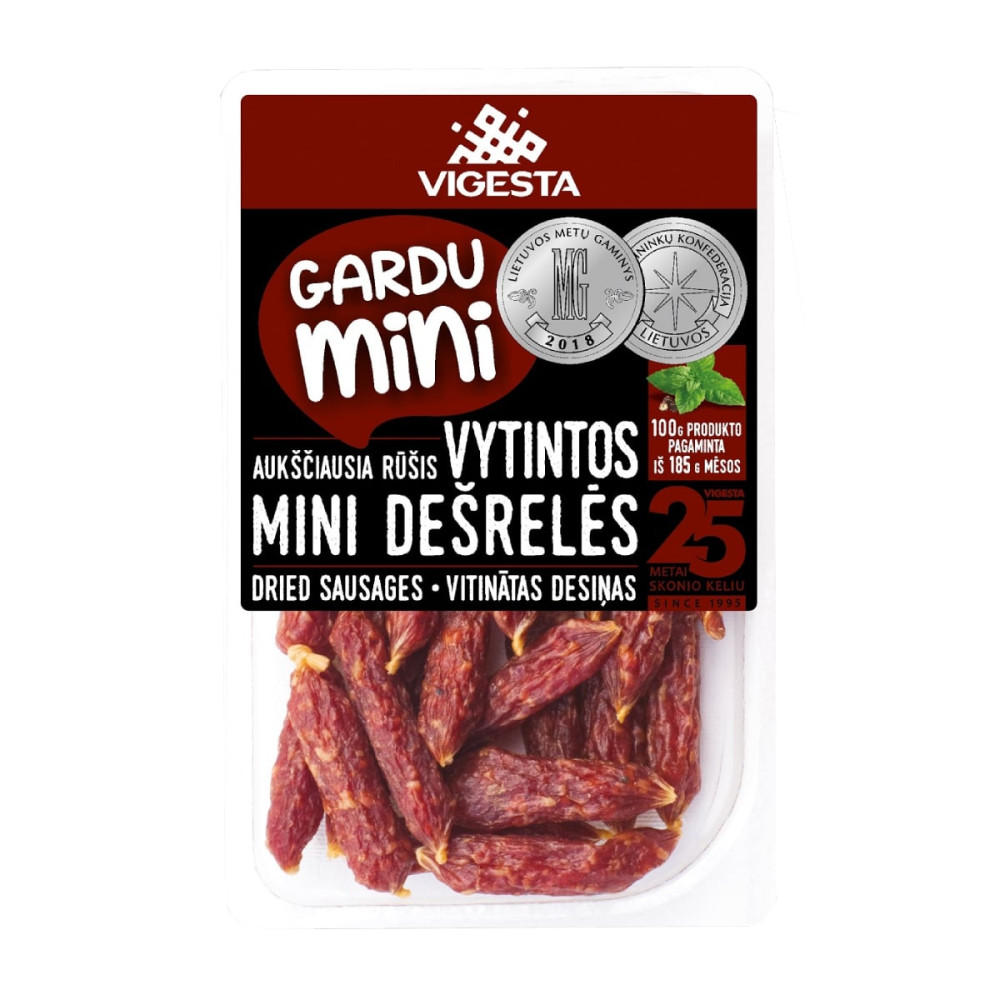 Cured mini pork sausages GARDUMINI, premium quality