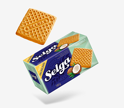 SELGA kokosų skonio sausainiai, 180 g