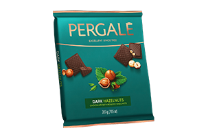 Juodasis šokoladas su sveikais lazdyno riešutais PERGALĖ, 200g