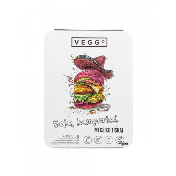 Veganiški sojos paplotėliai mėsainiams VEGGO, su meksikietiškais prieskoniais, 4 vnt., 310g