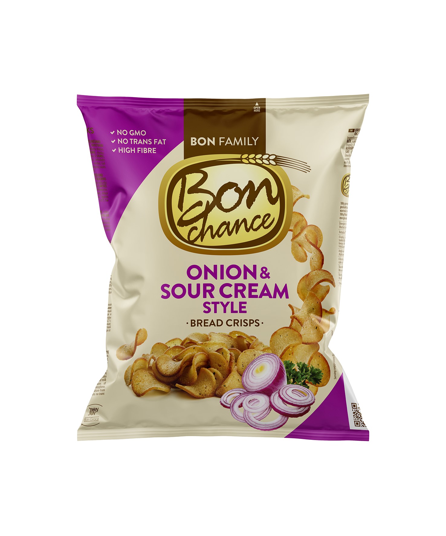 Bread chips BON CHANCE, with sour cream and onions, 120 g