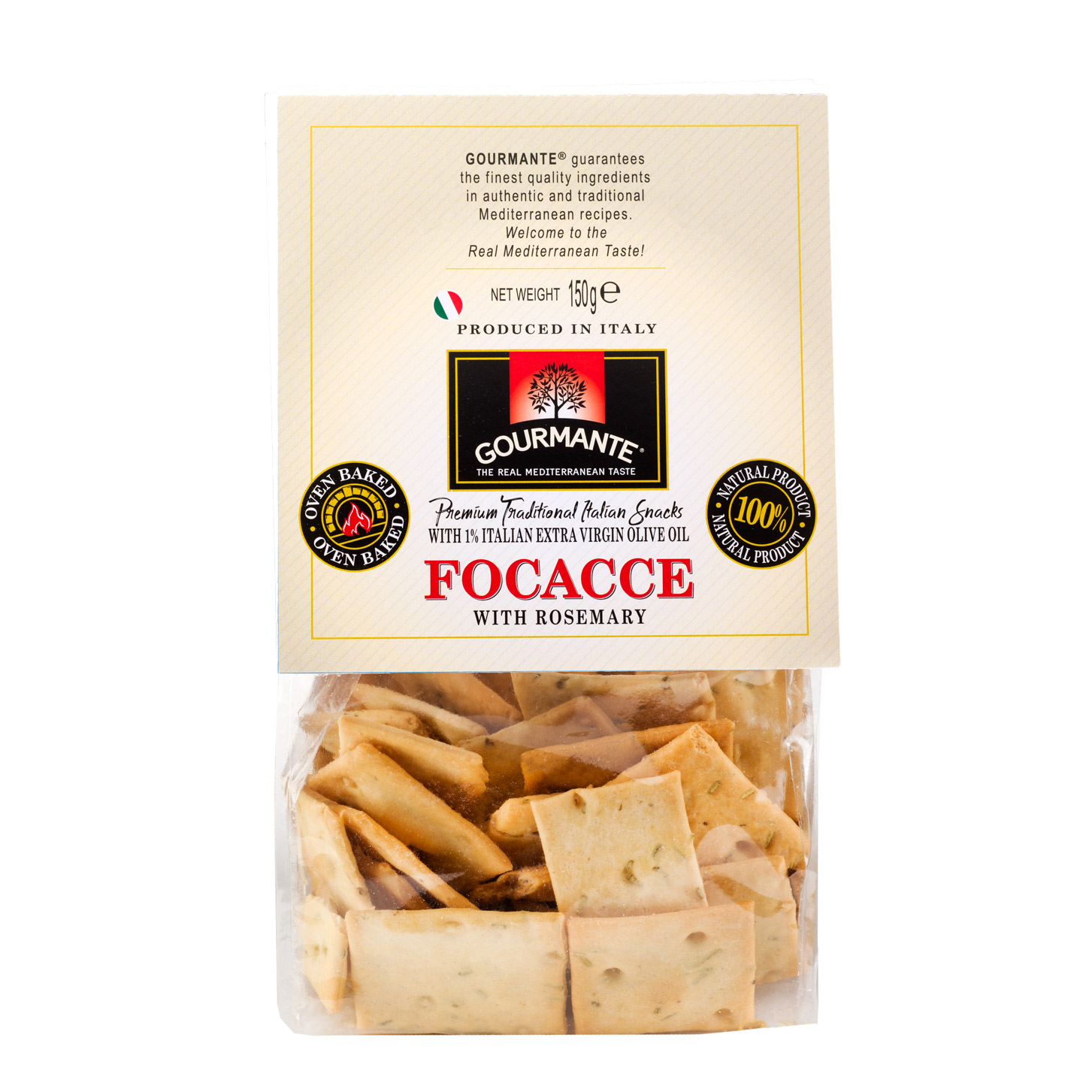 Gourmante Traditional Italian Focacce with Rosemary, 150g