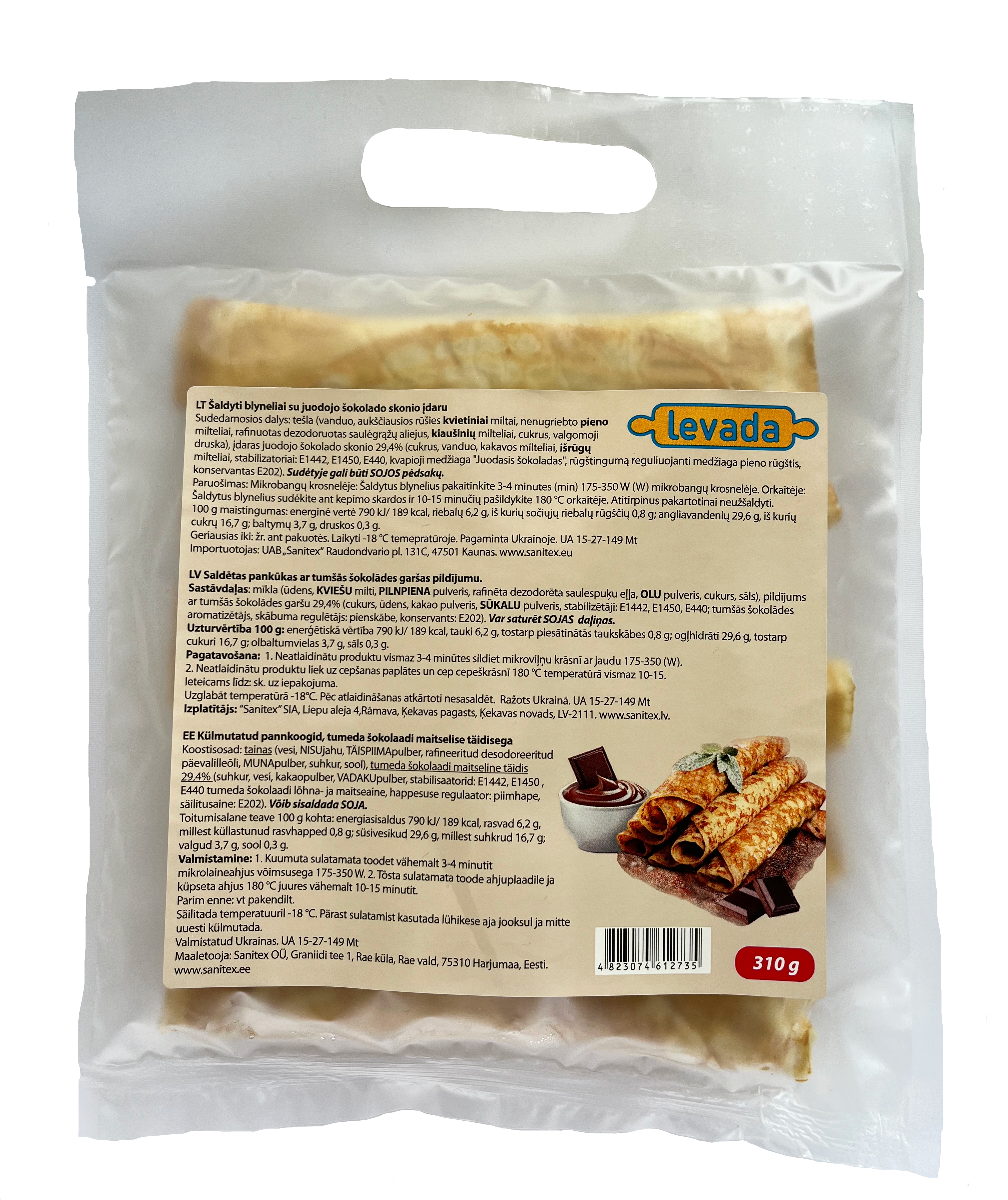 Frozen pancakes LEVADA with Black chocolate, 52g x 6 pcs