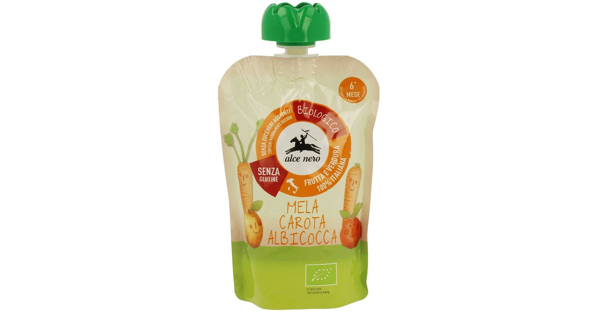 Organic apple, carrot, and apricot puree