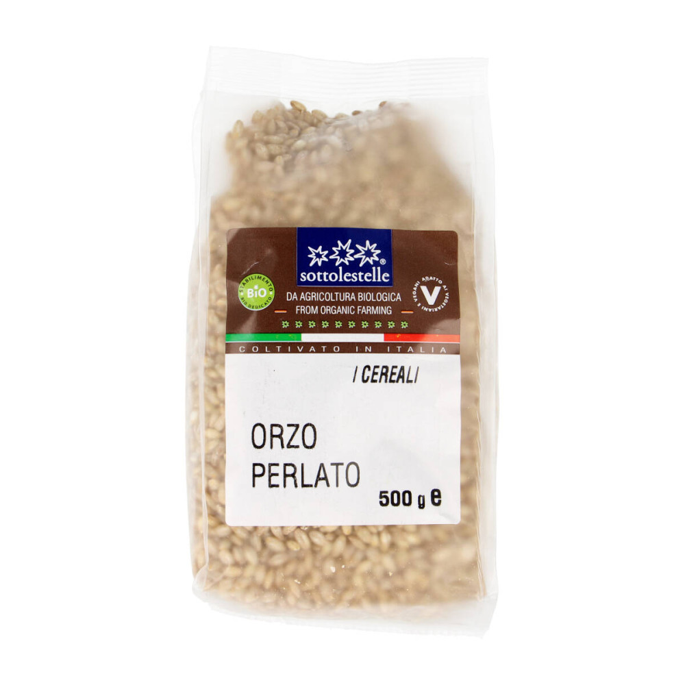 Pearl barley grains ORZO PERLATO, organic