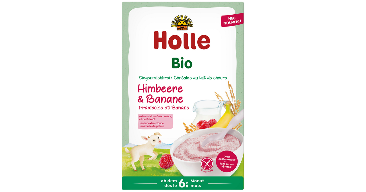 Milk porridge with raspberries and bananas for babies from 6 months, organic 200 g