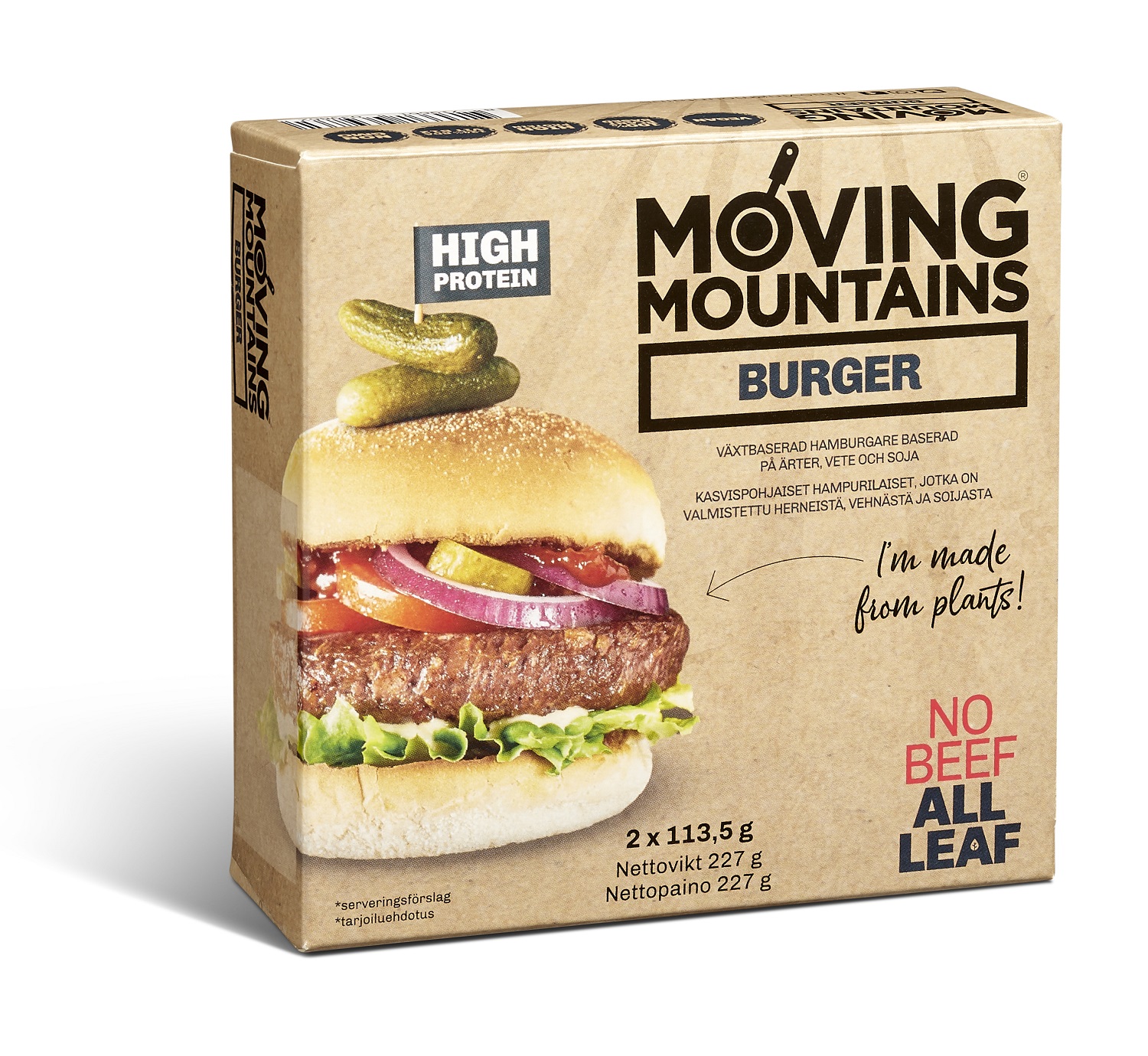 Šaldyti veganiški paplotėliai mėsainiams MOVING MOUNTAINS, žirnių pagrindo, 2 x 113,5g