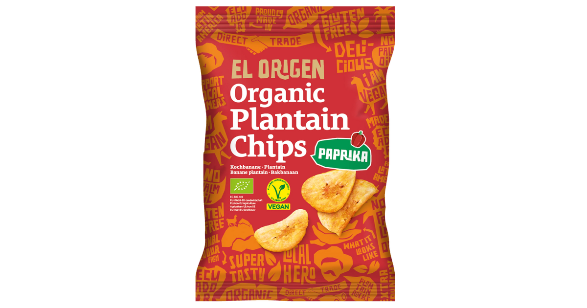 Organic plantain chips with peppers