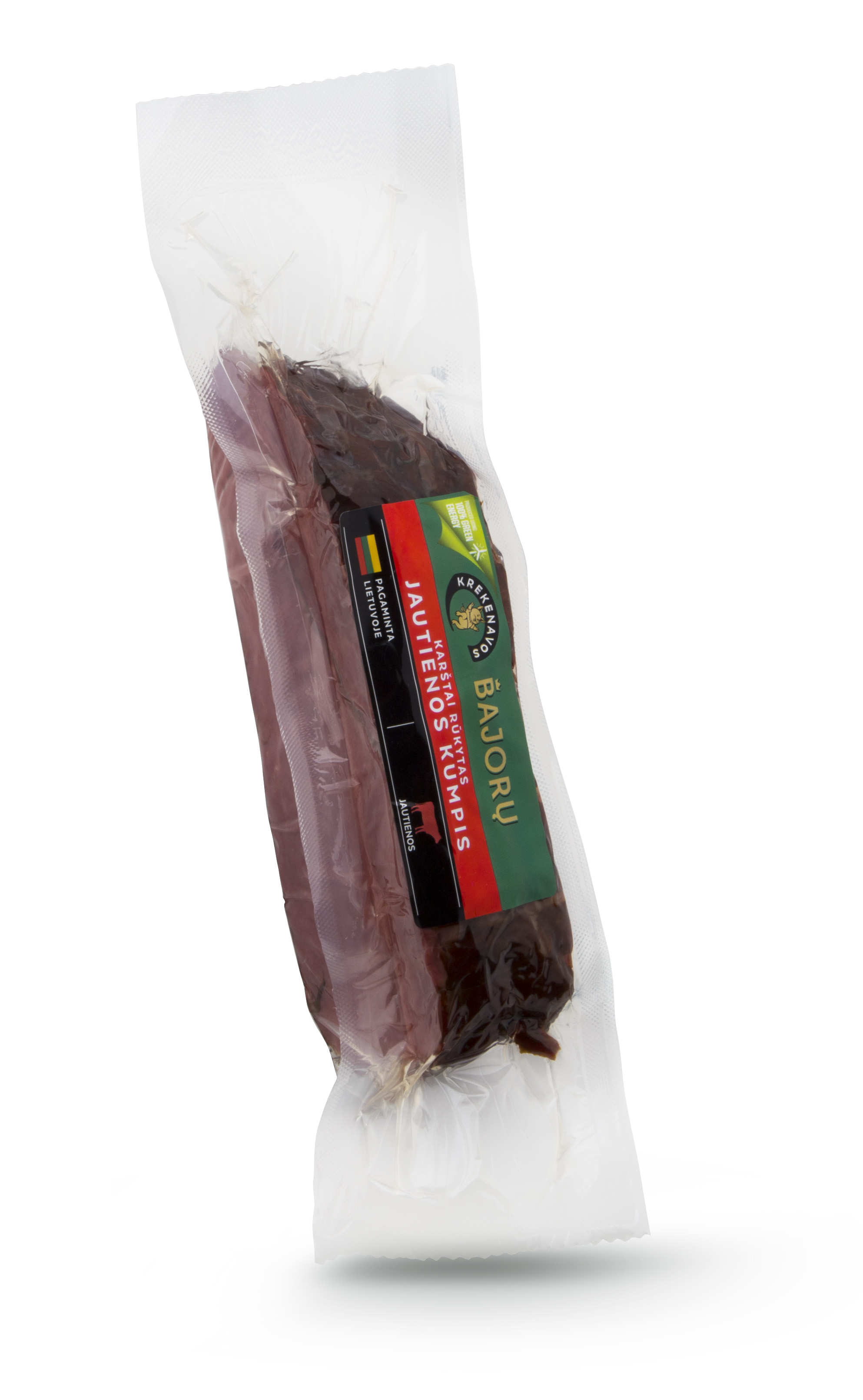 Hot smoked noble beef ham, in vacuum, high quality, ~1 kg