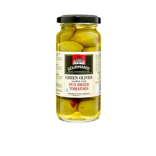 Green olives GOURMANTE, stuffed with sundried tomat. in brine 227/127g
