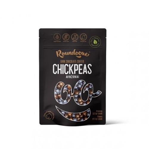 Dekoratyvūs skrudinti avinžirniai ROUNDOOZE, juodame šokolade, 150 g