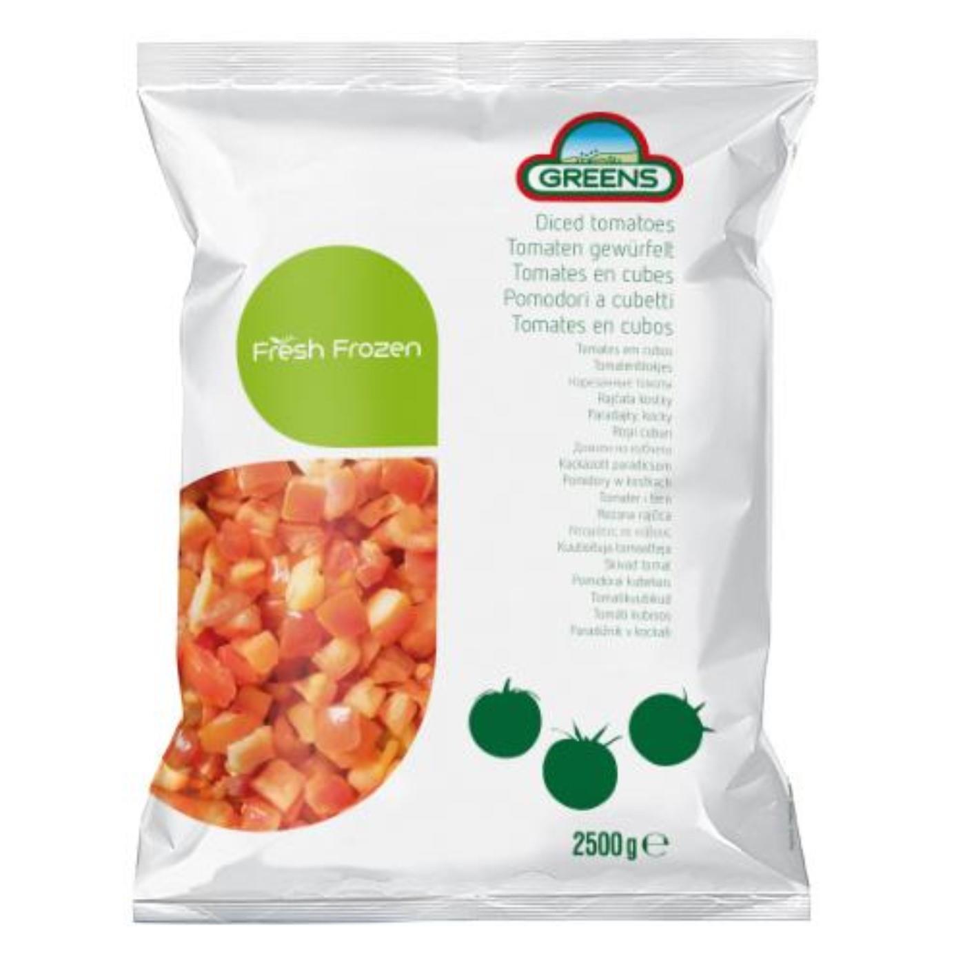 Frozen IQF diced tomatoes GREENS, 10 x 10 mm, 2,5 kg