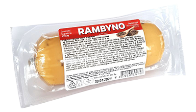 RAMBYNO rūkytas lydytų sūrių gaminys su kmynais, 250 g