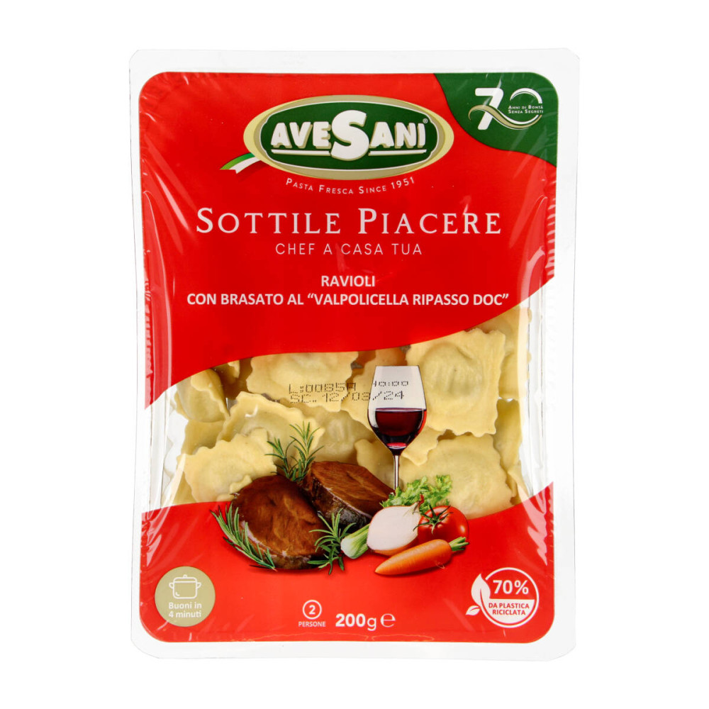 Švieži RAVIOLI su vyne troškinta mėsa RIPASSO DOC