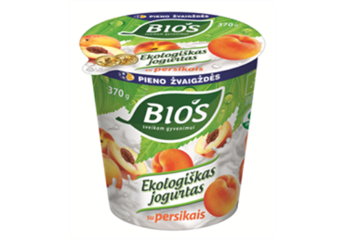 Organic yogurt BIOS, with peach, 3,1%, 370 g,  lactose free, LT-EKO-001